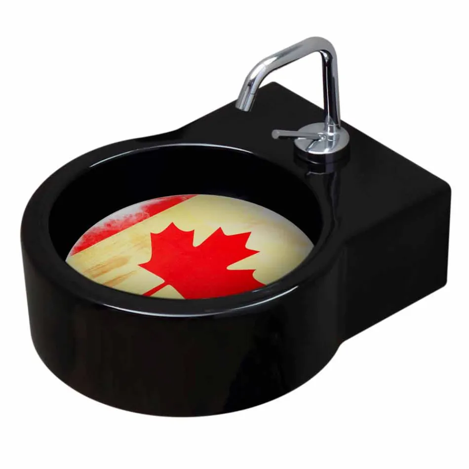 Volně stojící černé keramické umyvadlo / závěs vyrobené v Itálii Tor Viadurini