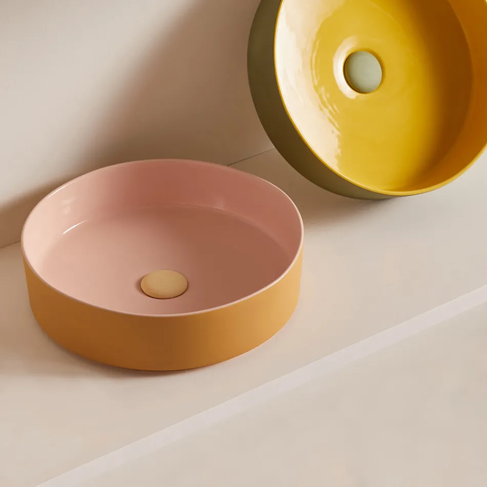 Umyvadlo z porcelánové kameniny různých povrchových úprav Made in Italy - Obálka Viadurini