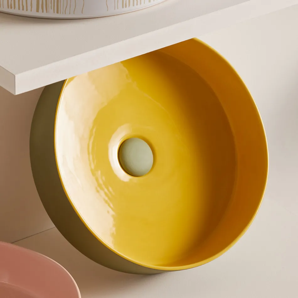 Umyvadlo z porcelánové kameniny různých povrchových úprav Made in Italy - Obálka Viadurini