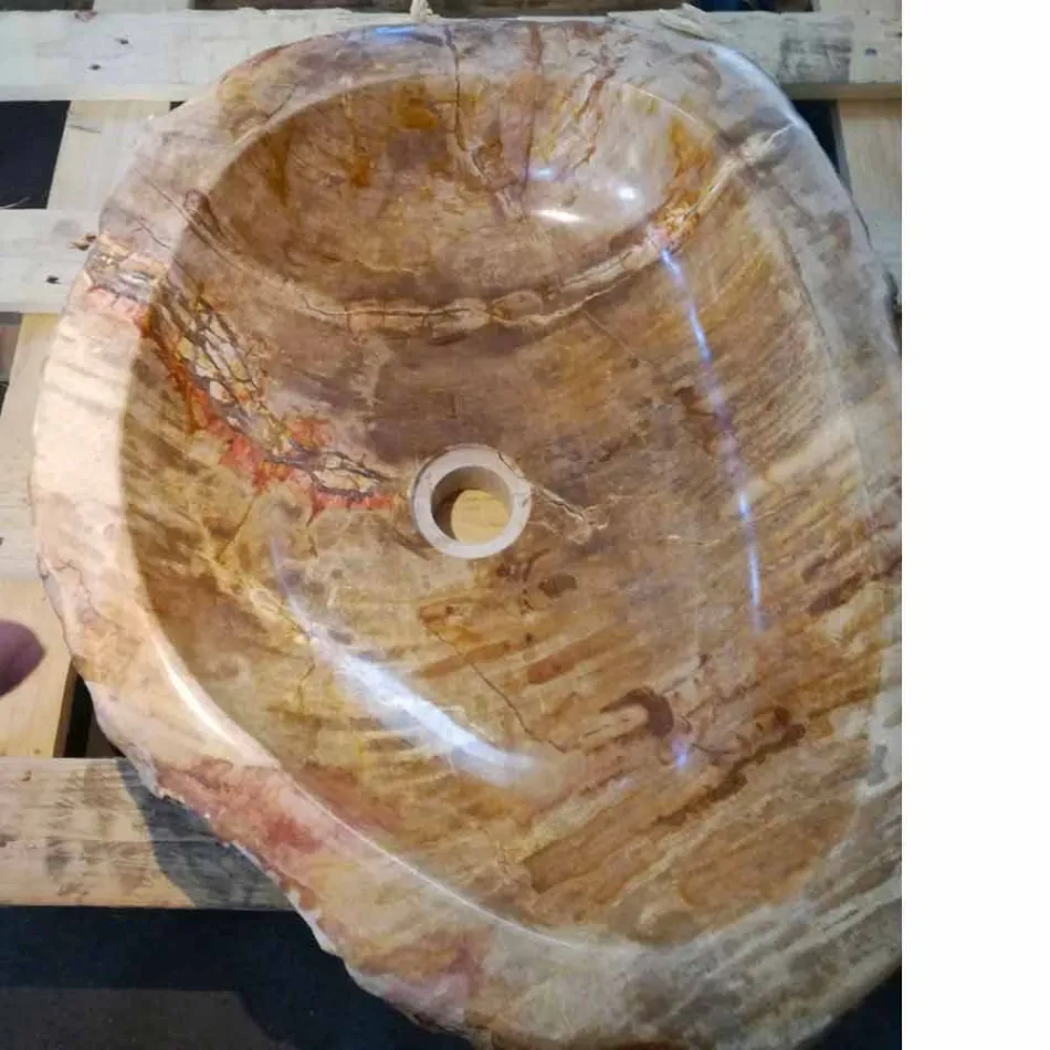 Dřevěné umyvadlo Fossil Counter Goa z jednoho kusu Viadurini