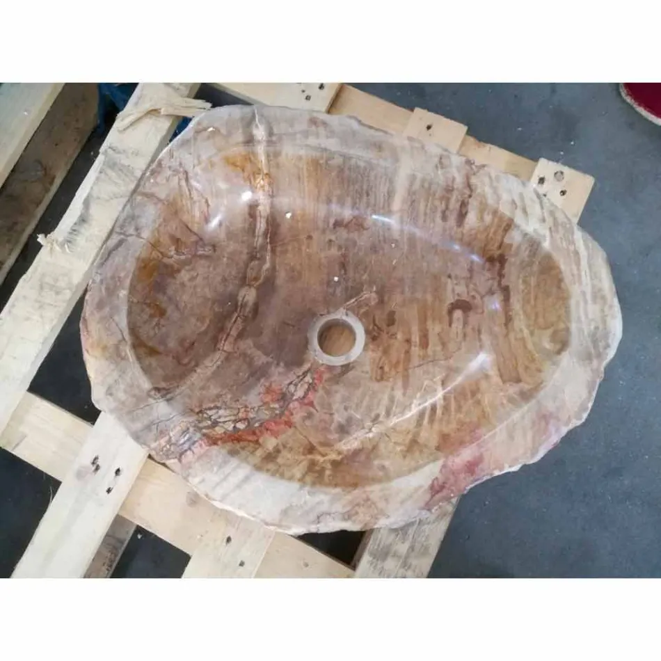 Dřevěné umyvadlo Fossil Counter Goa z jednoho kusu Viadurini