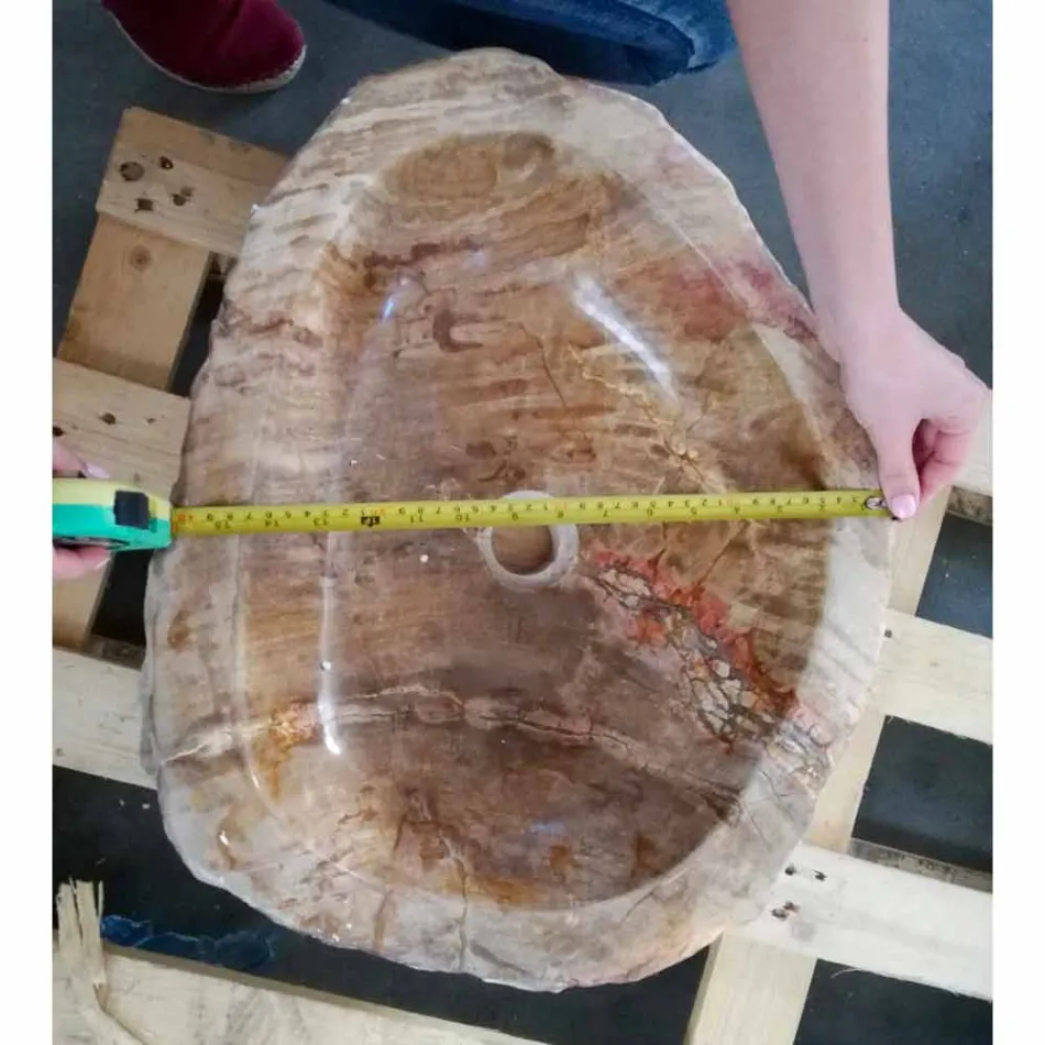 Dřevěné umyvadlo Fossil Counter Goa z jednoho kusu Viadurini