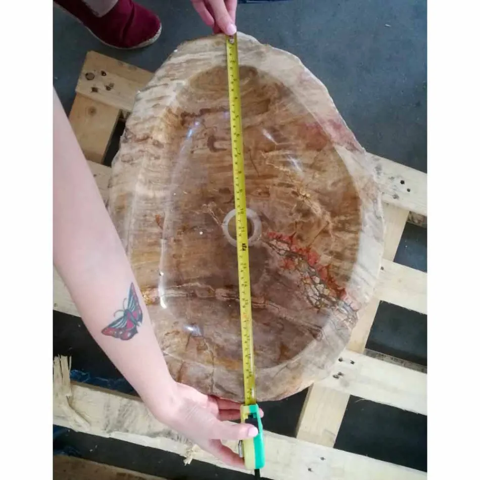 Dřevěné umyvadlo Fossil Counter Goa z jednoho kusu Viadurini