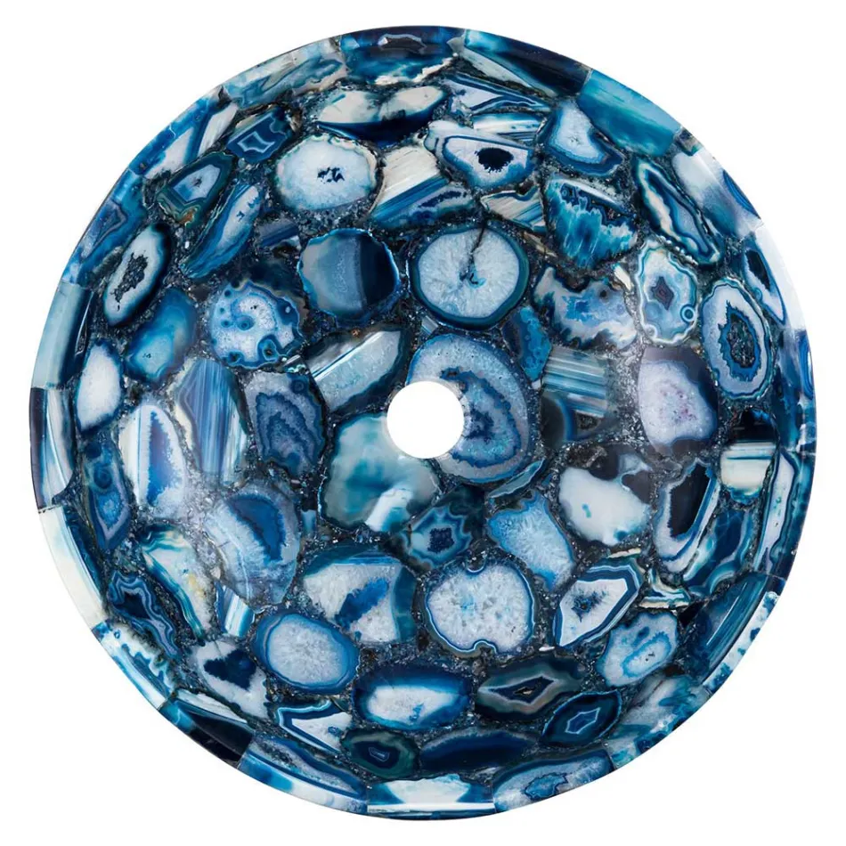 Umyvadlo Sasha na desku z achátového kamene, jedinečný ručně vyrobený kus Viadurini