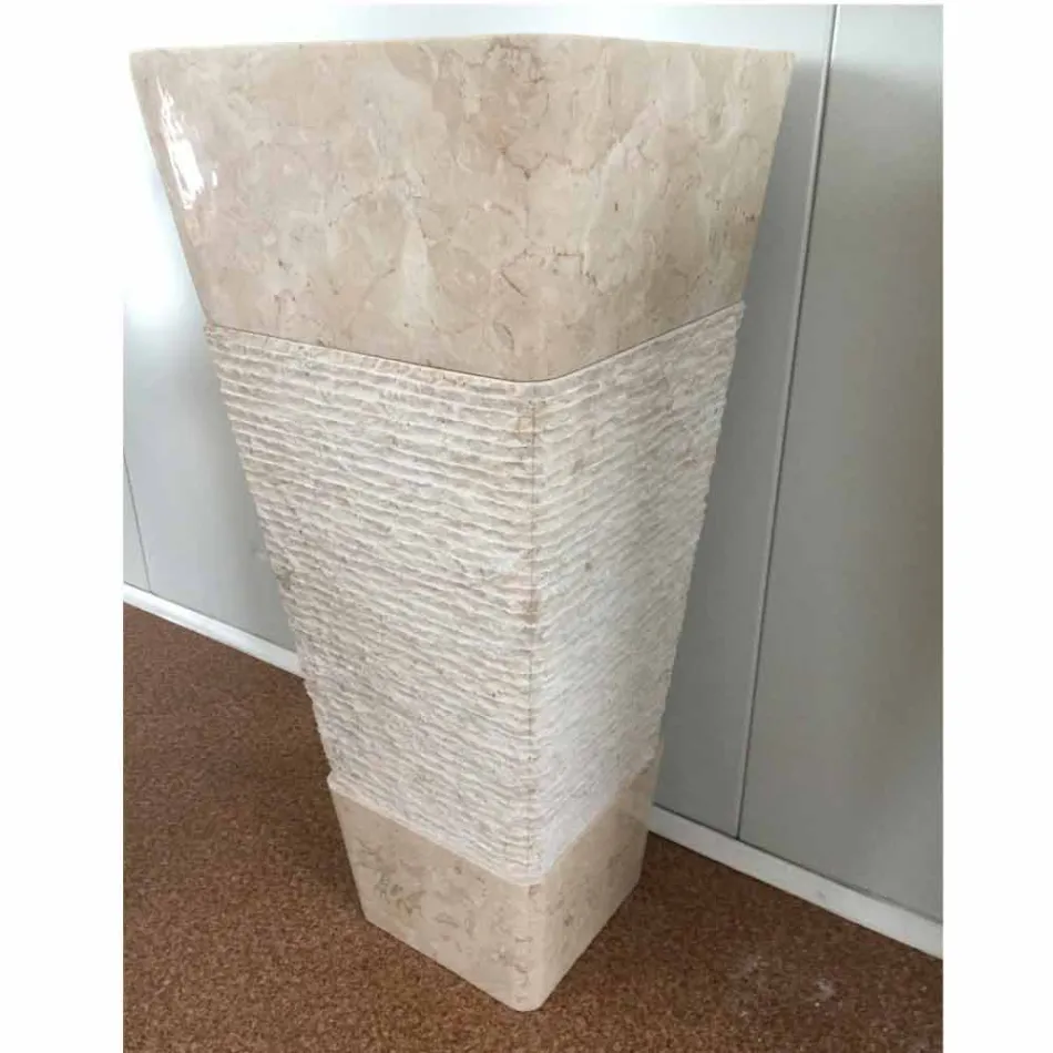 Umyvadlo z přírodního kamene se sloupkem Robin, bílý kus Viadurini