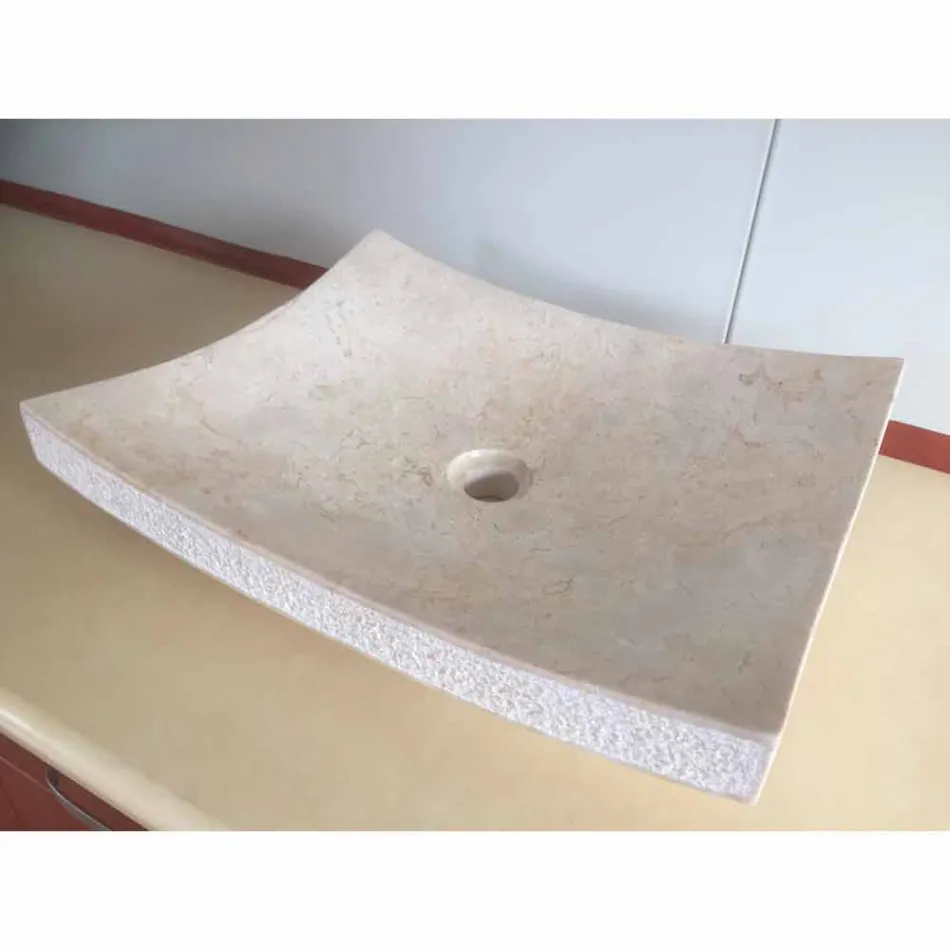 Umyvadlo z přírodního kamene z bílého designu Love, unikátní kus Viadurini