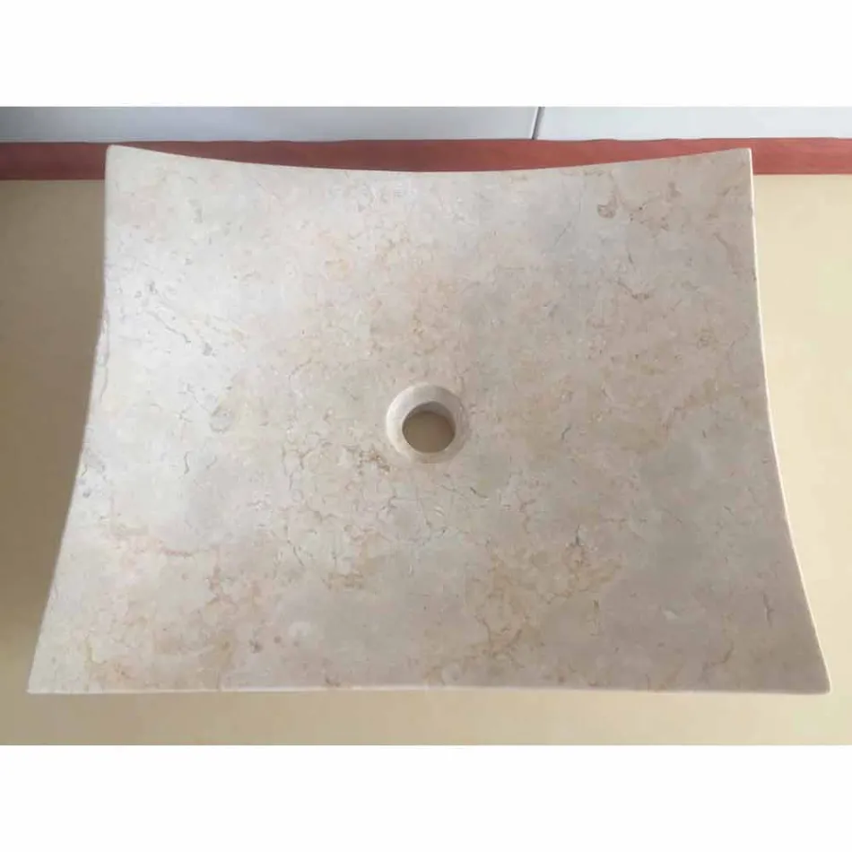 Umyvadlo z přírodního kamene z bílého designu Love, unikátní kus Viadurini