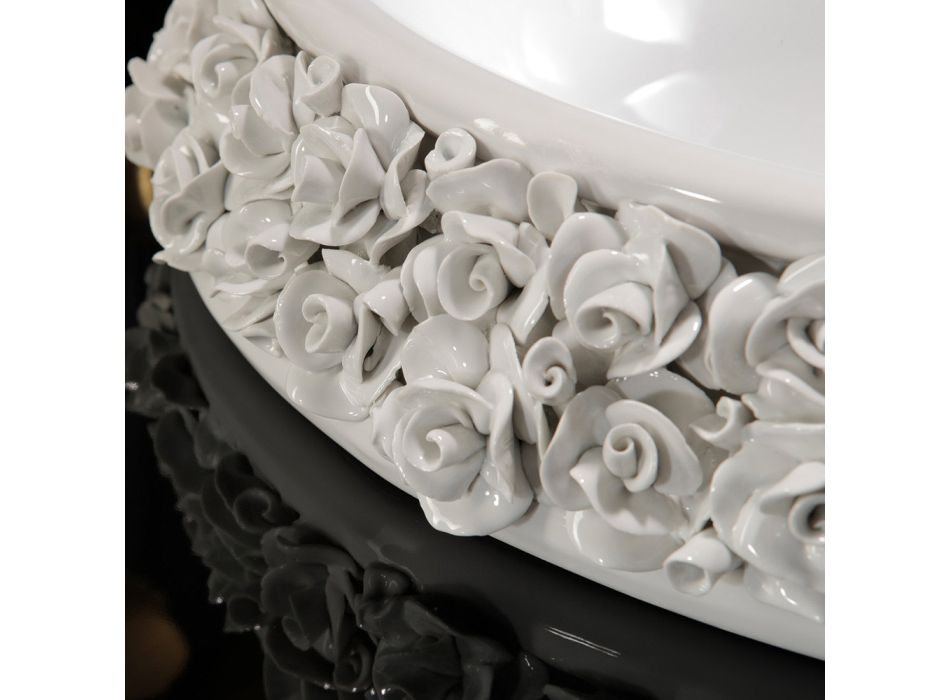 Porcelánové umyvadlo s ručně aplikovanými lístky Made in Italy - Amarone Viadurini