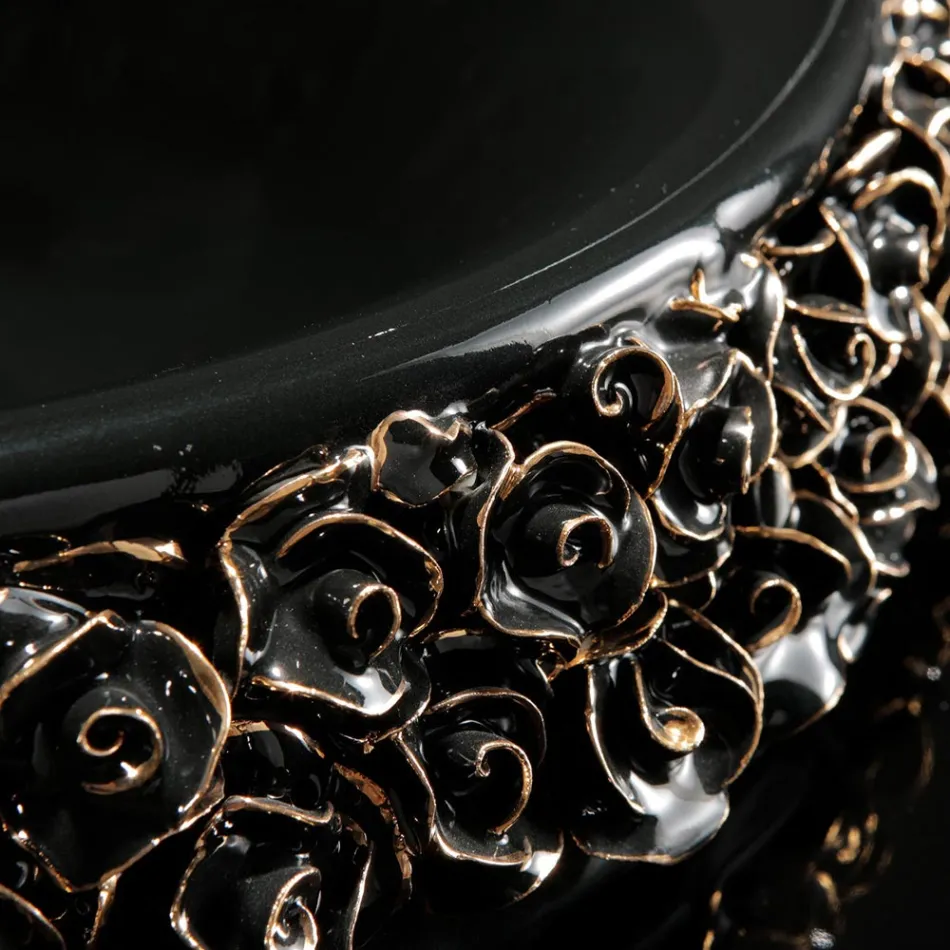 Porcelánové umyvadlo s ručně aplikovanými lístky Made in Italy - Amarone Viadurini