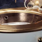 Vestavěné umyvadlo z šamotové hlíny s páskem v různých povrchových úpravách Made in Italy - Erioli Viadurini