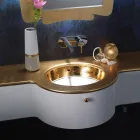 Vestavné umyvadlo z šamotové hlíny s páskem v různých povrchových úpravách Made in Italy - Erioli Viadurini