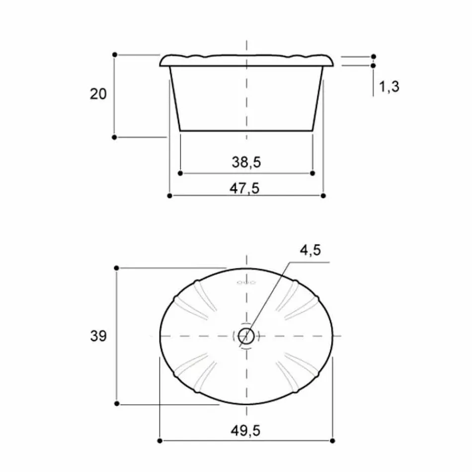 Zapuštěné umyvadlo v klasickém porcelánu ručně vyráběném v Itálii, Santiago Viadurini