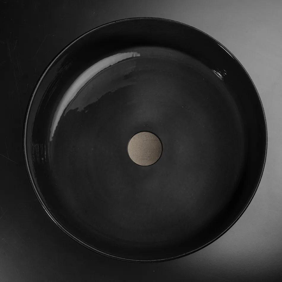Luxusní černé umyvadlo na desku z barevné hlíny Made in Italy - Tatiana Viadurini