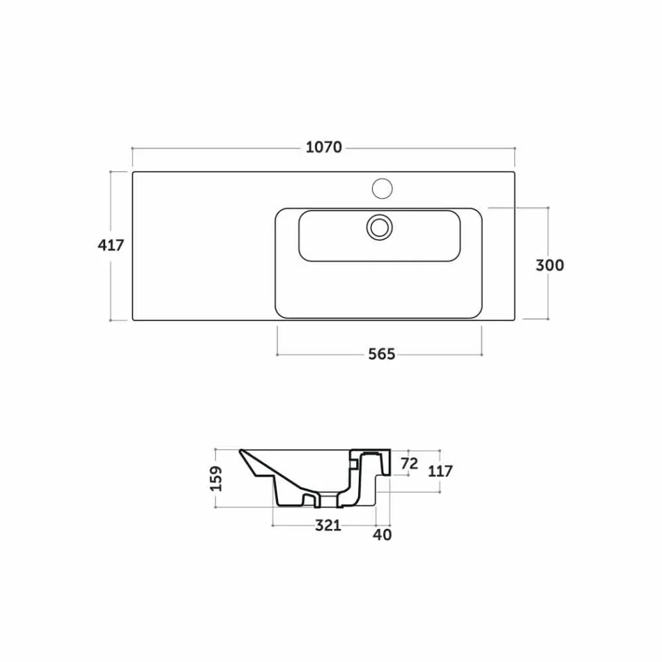 Moderní pravá pultová zapuštěná pánev v keramické Maidě Viadurini