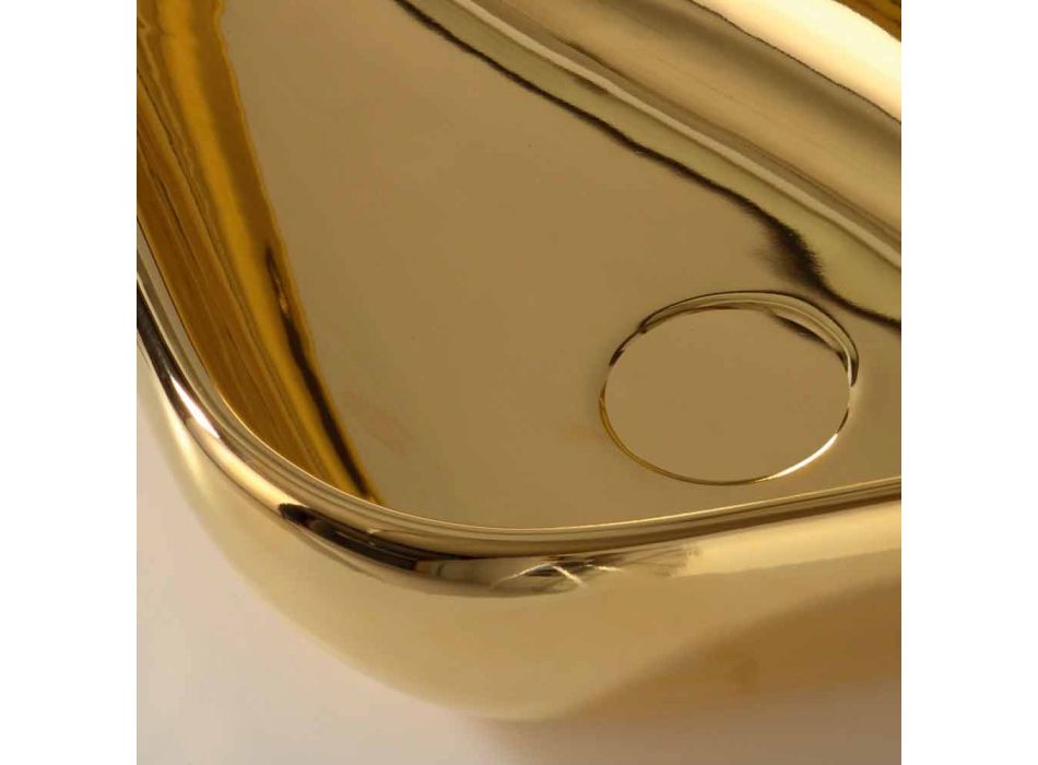Moderní umyvadlo na desku v zlaté keramice vyrobené v Itálii Viadurini