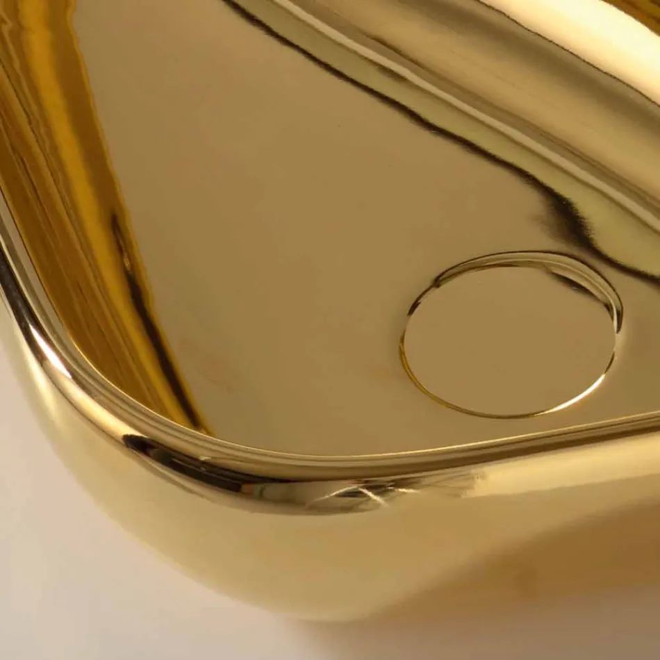 Moderní umyvadlo na desku v zlaté keramice vyrobené v Itálii Viadurini