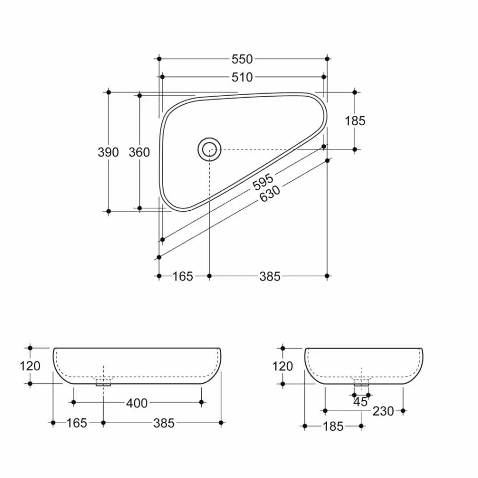 Moderní umyvadlo na desku v zlaté keramice vyrobené v Itálii Viadurini