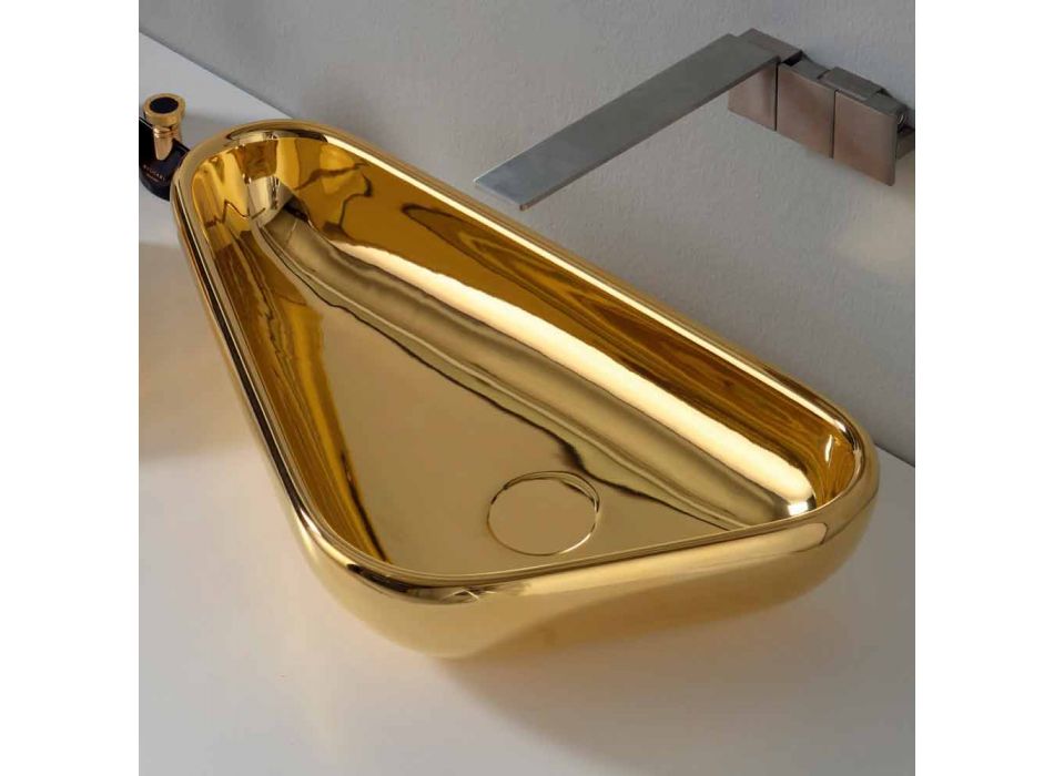 Moderní umyvadlo na desku v zlaté keramice vyrobené v Itálii Viadurini