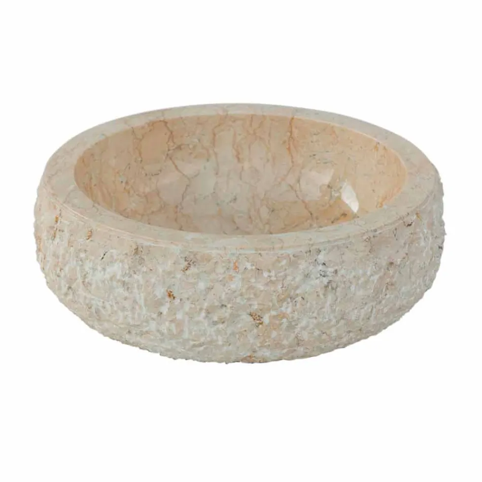 Moderní umývadlo v bílém přírodním kameni Lola, unikátní kus Viadurini