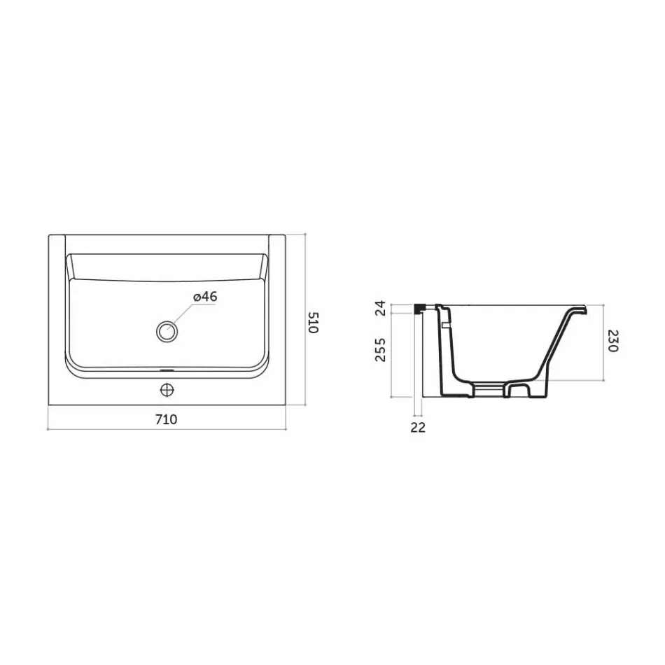 Moderní jednootvorové umyvadlo v bílé nebo panamské barevné keramice Viadurini