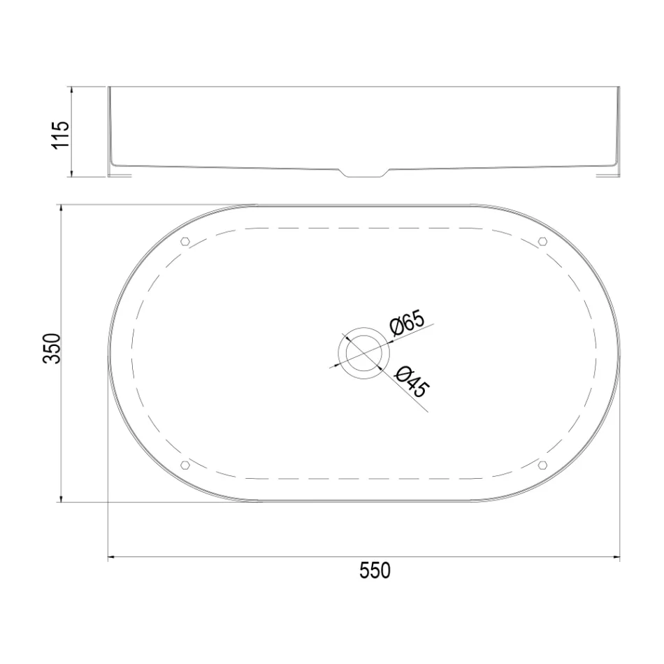 Oválné umyvadlo na desku z nerezové oceli v různých povrchových úpravách - Anemone Viadurini