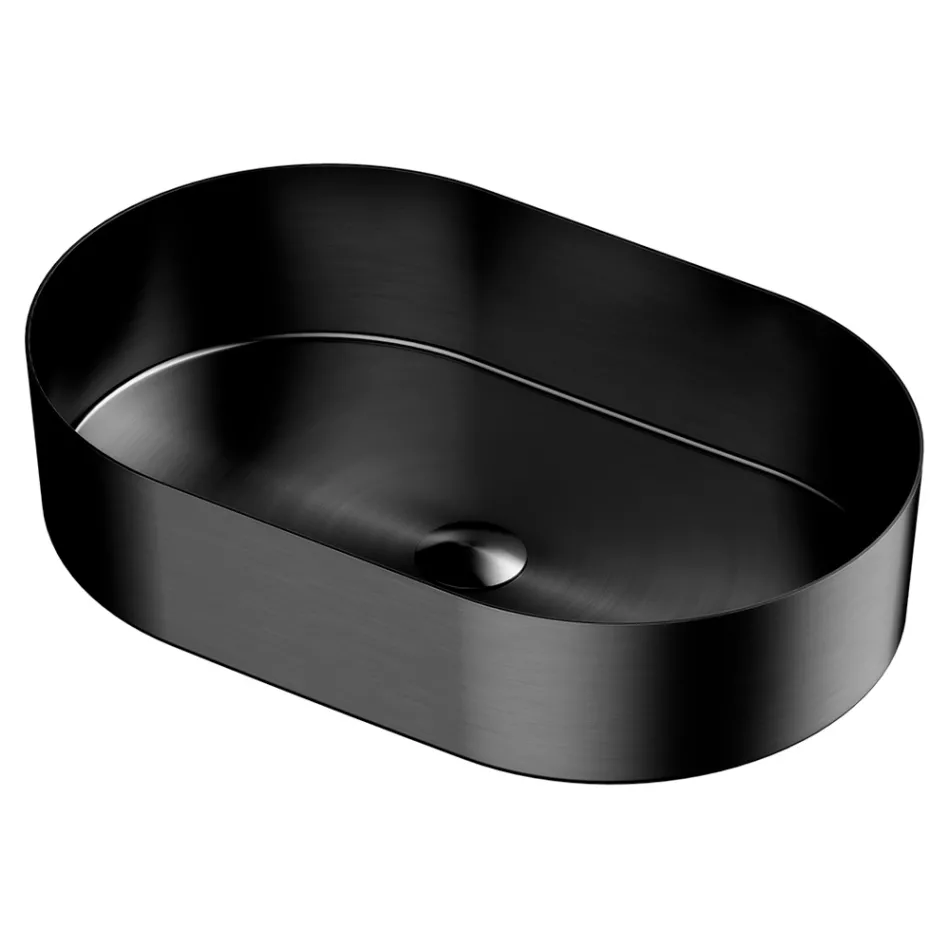 Oválné umyvadlo na desku z nerezové oceli v různých povrchových úpravách - Anemone Viadurini