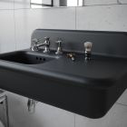 Keramické asymetrické koupelnové umyvadlo s podložkou - Giusy Viadurini