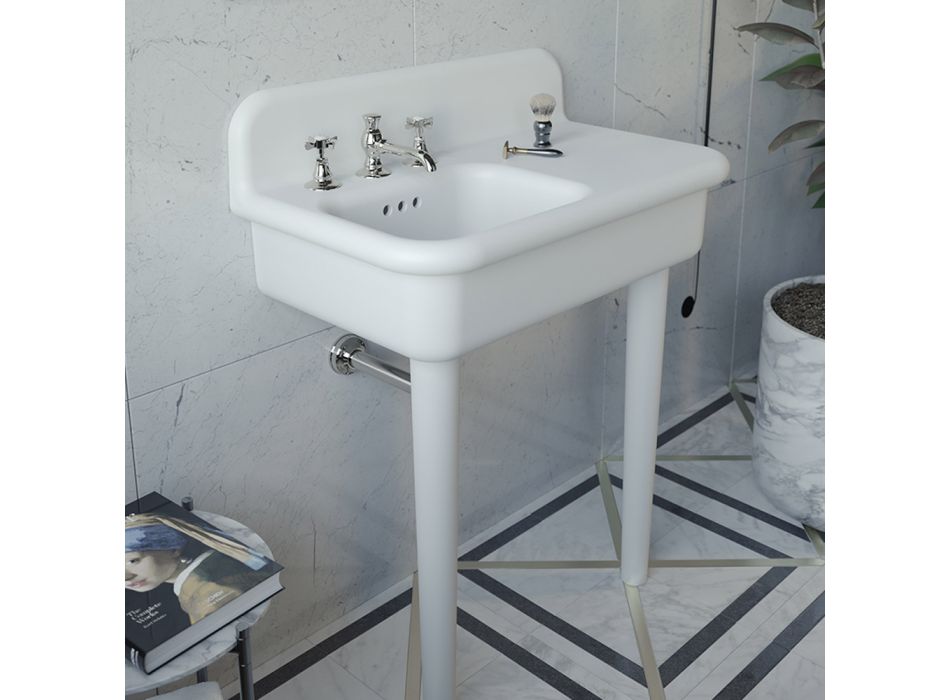 Keramické asymetrické koupelnové umyvadlo s podložkou - Giusy Viadurini
