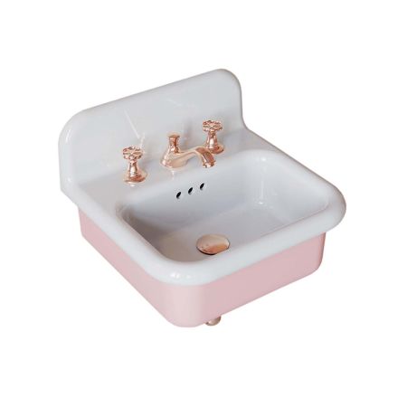 Závěsné koupelnové umyvadlo v bílé a Candy Pink Ceramic - Manila Viadurini