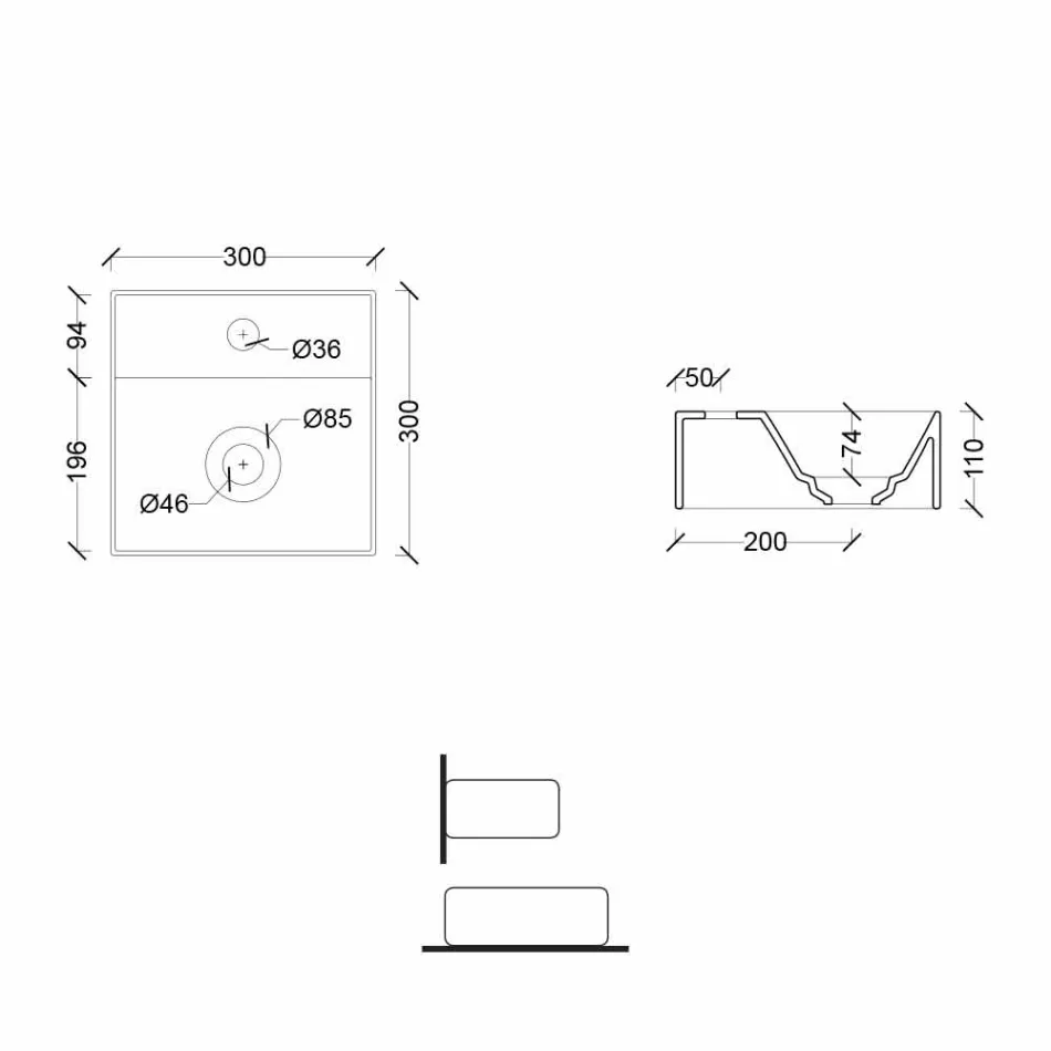 Čtvercové nebo obdélníkové moderní designové keramické umyvadlo vyrobené v Itálii - zákon Viadurini