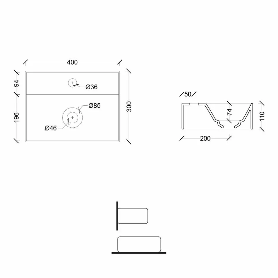 Čtvercové nebo obdélníkové moderní designové keramické umyvadlo vyrobené v Itálii - zákon Viadurini