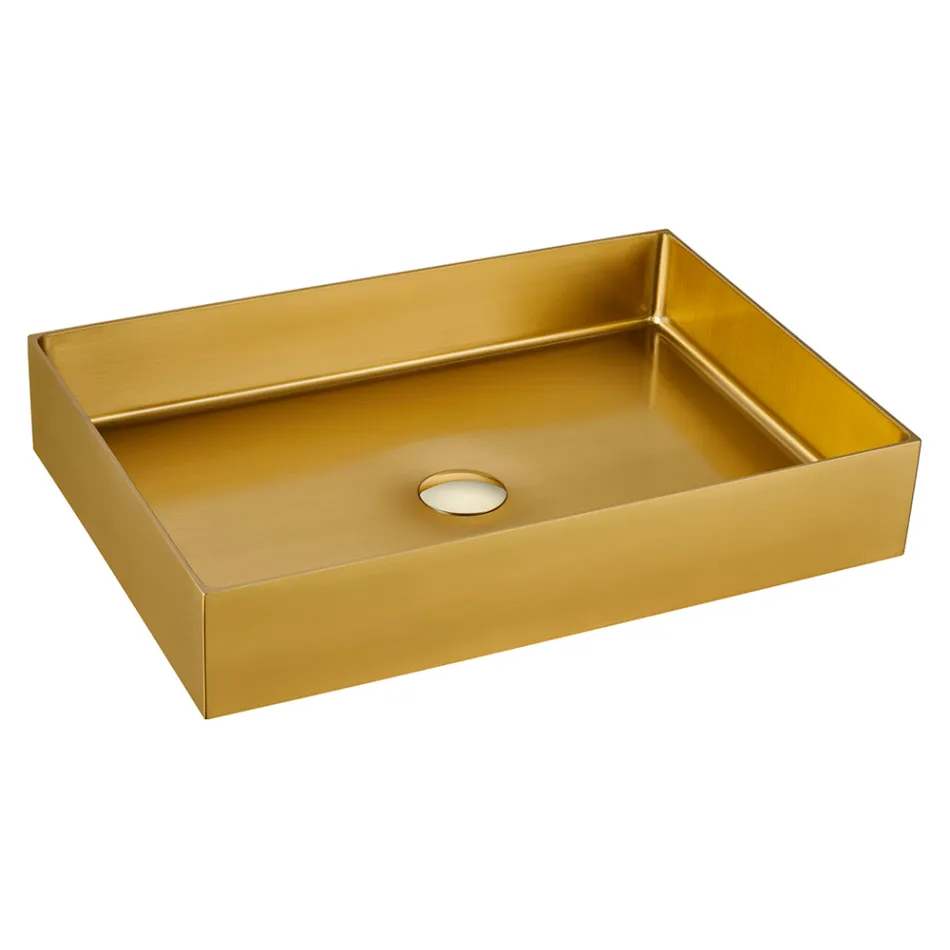 Obdélníkové umyvadlo na desku z nerezové oceli v různých povrchových úpravách – kamélie Viadurini