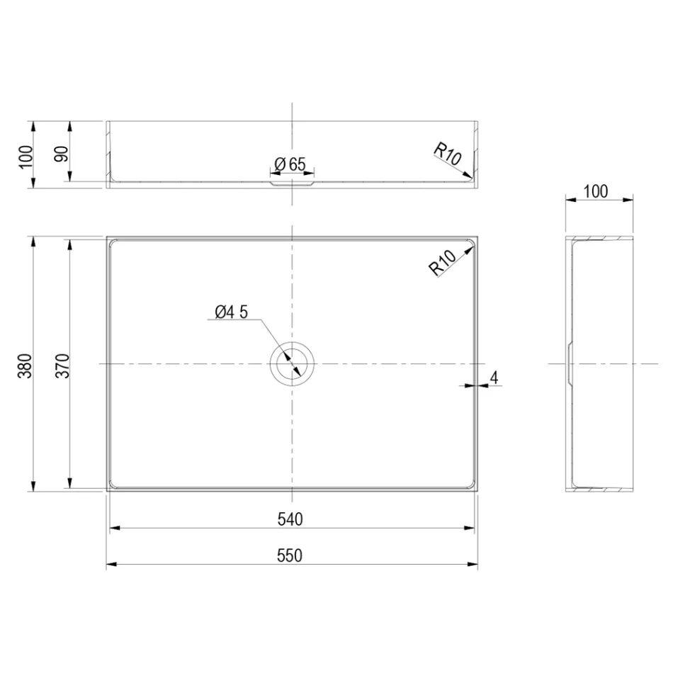 Obdélníkové umyvadlo na desku z nerezové oceli v různých povrchových úpravách – kamélie Viadurini