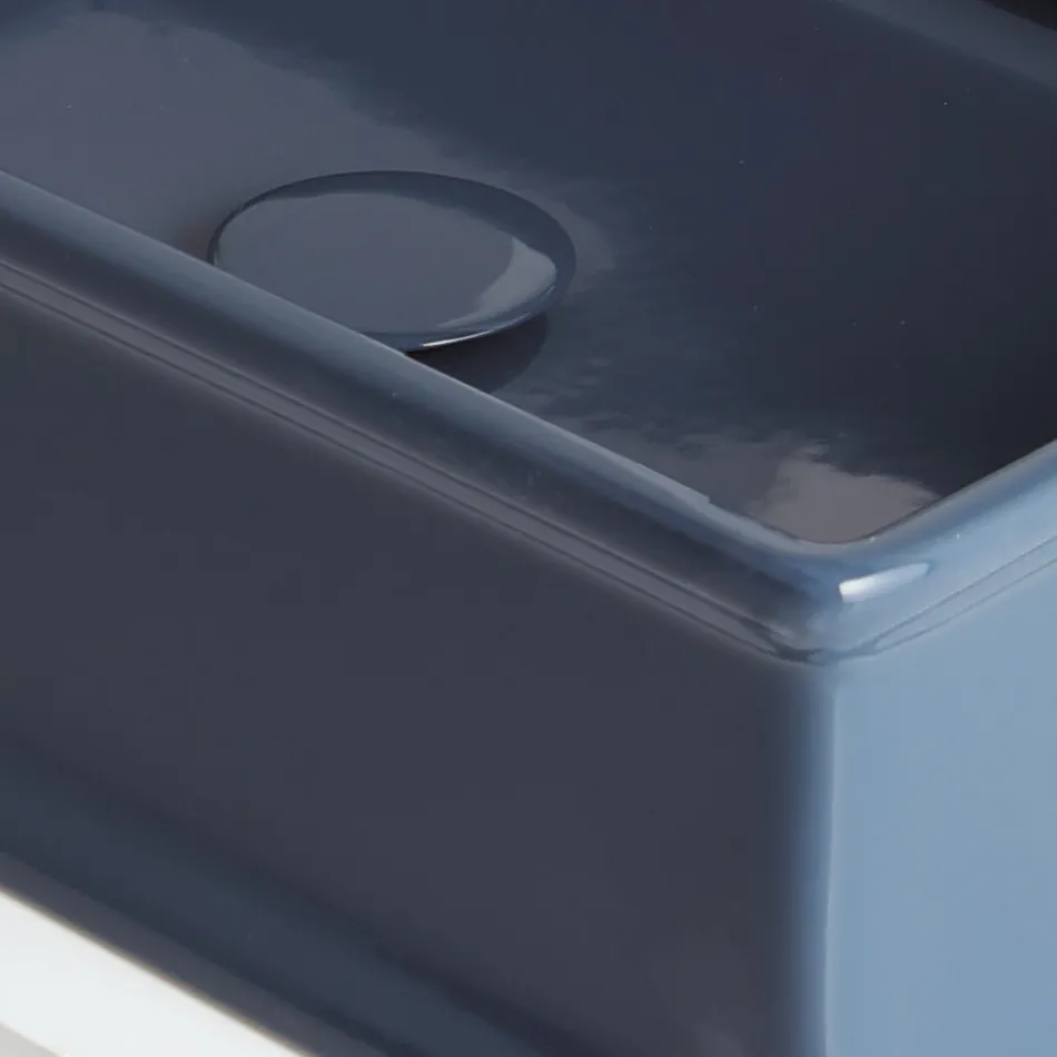 Obdélníkové umyvadlo na desku z leštěné keramiky vyrobené v Itálii - Debora Viadurini