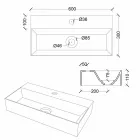 Moderní obdélníkový pult nebo závěsné umyvadlo 60x30 cm v keramice - zákon Viadurini