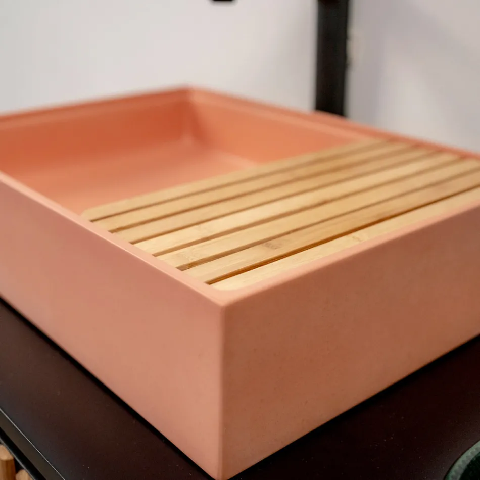 Obdélníkové umyvadlo na desku z Mali Orange Terrazzo - Azalea Viadurini