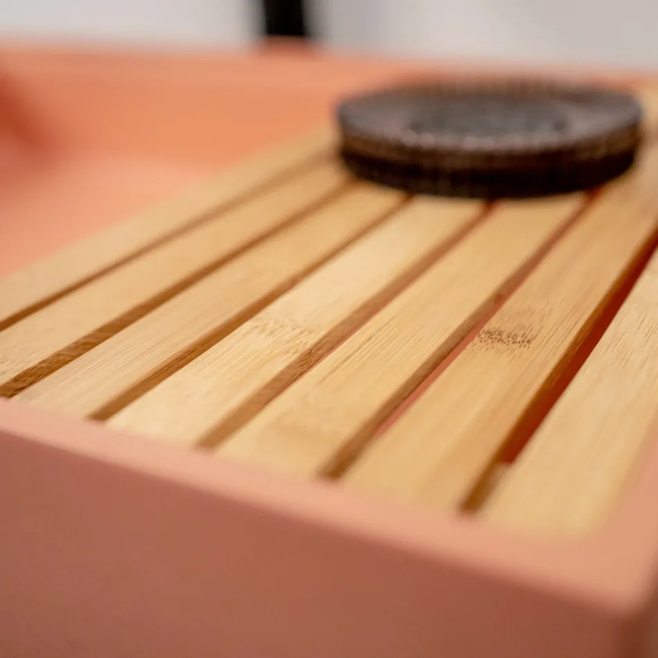 Obdélníkové umyvadlo na desku z Mali Orange Terrazzo - Azalea Viadurini