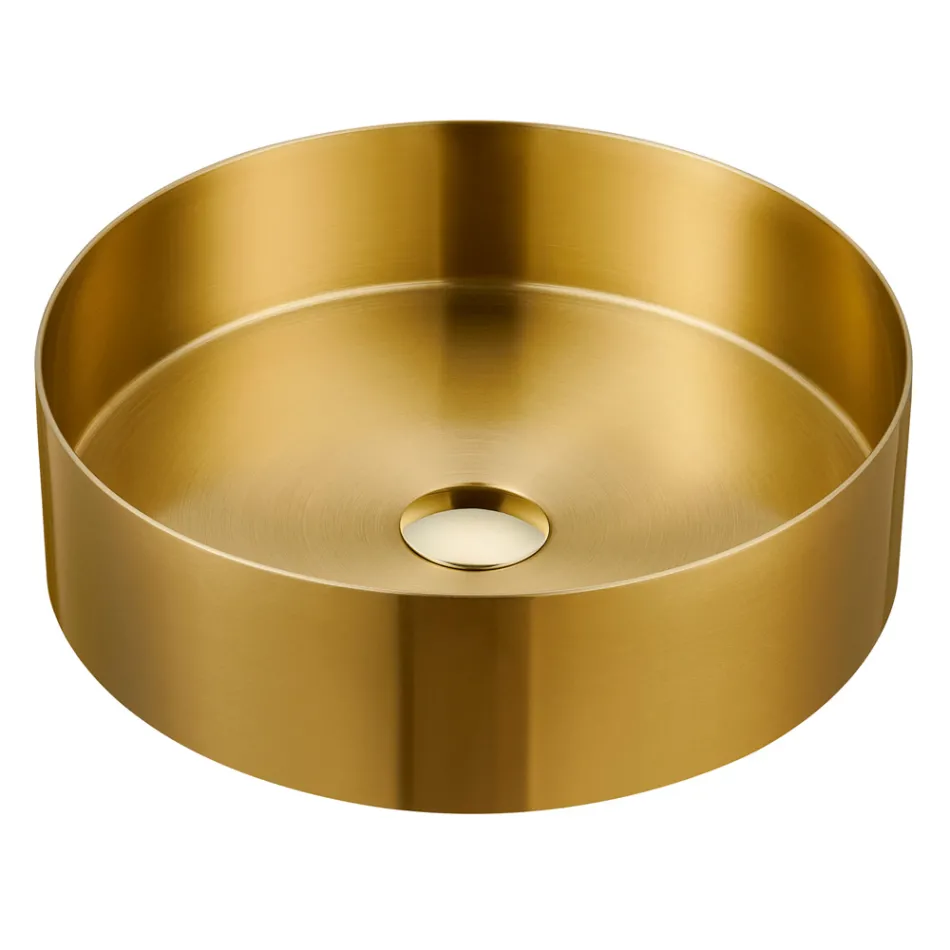 Kulaté umyvadlo na desku z nerezové oceli v různých povrchových úpravách - Fiordaliso Viadurini