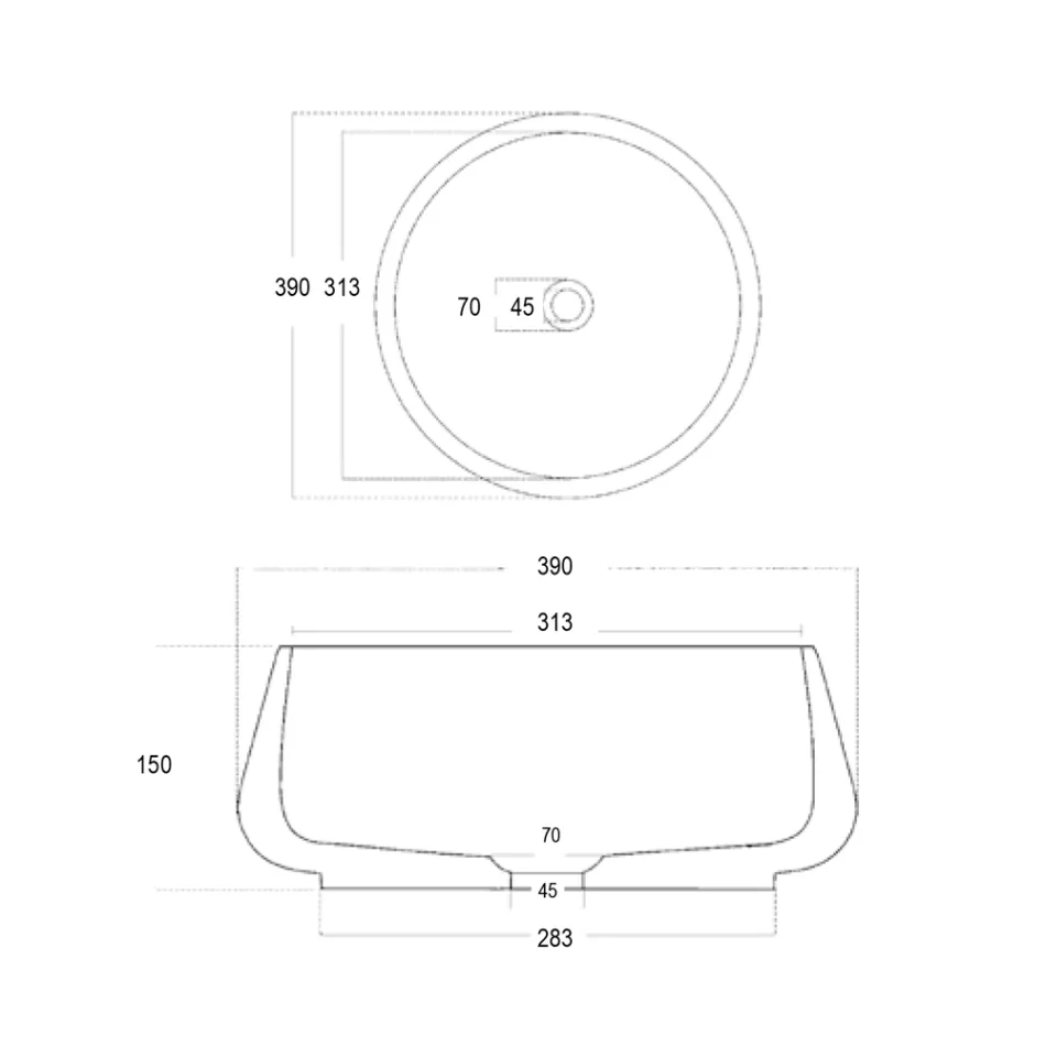 Kulaté umyvadlo na desku vyrobené z cementu a pryskyřice - Ibisco Viadurini