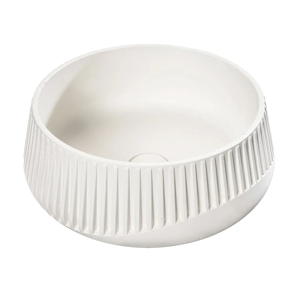 Kulaté umyvadlo na desku vyrobené z cementu a pryskyřice - Ibisco Viadurini