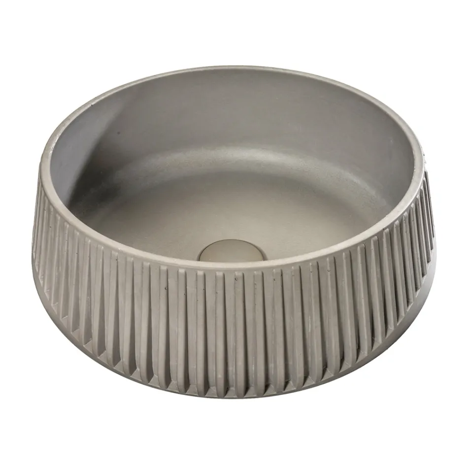 Kulaté umyvadlo na desku vyrobené z cementu a pryskyřice - Ibisco Viadurini