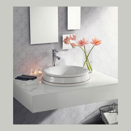 Polozapuštěné koupelnové umyvadlo vyrobené z šamotu Made in Italy - Erasmo Viadurini
