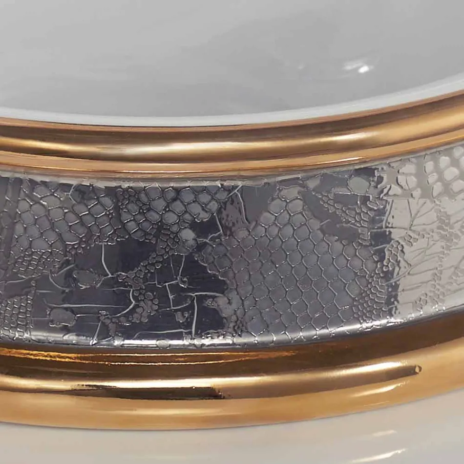 Design polozapuštěného umyvadla v požární hlíně ručně vyráběné v Itálii, Manilo Viadurini