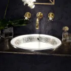 Polozapuštěné umyvadlo v provedení Fire Clay s páskou v různých povrchových úpravách - Botticino Viadurini