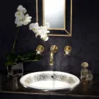 Polozapuštěné umyvadlo v provedení Fire Clay s páskou v různých povrchových úpravách - Botticino Viadurini