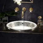 Polozapuštěné umyvadlo v provedení Fire Clay s páskou v různých povrchových úpravách - Botticino Viadurini