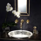 Polozapuštěné umyvadlo v provedení Fire Clay s páskem v různých povrchových úpravách - Botticino Viadurini