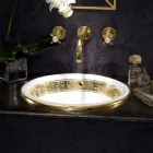 Polozapuštěné umyvadlo v provedení Fire Clay s páskou v různých povrchových úpravách - Botticino Viadurini