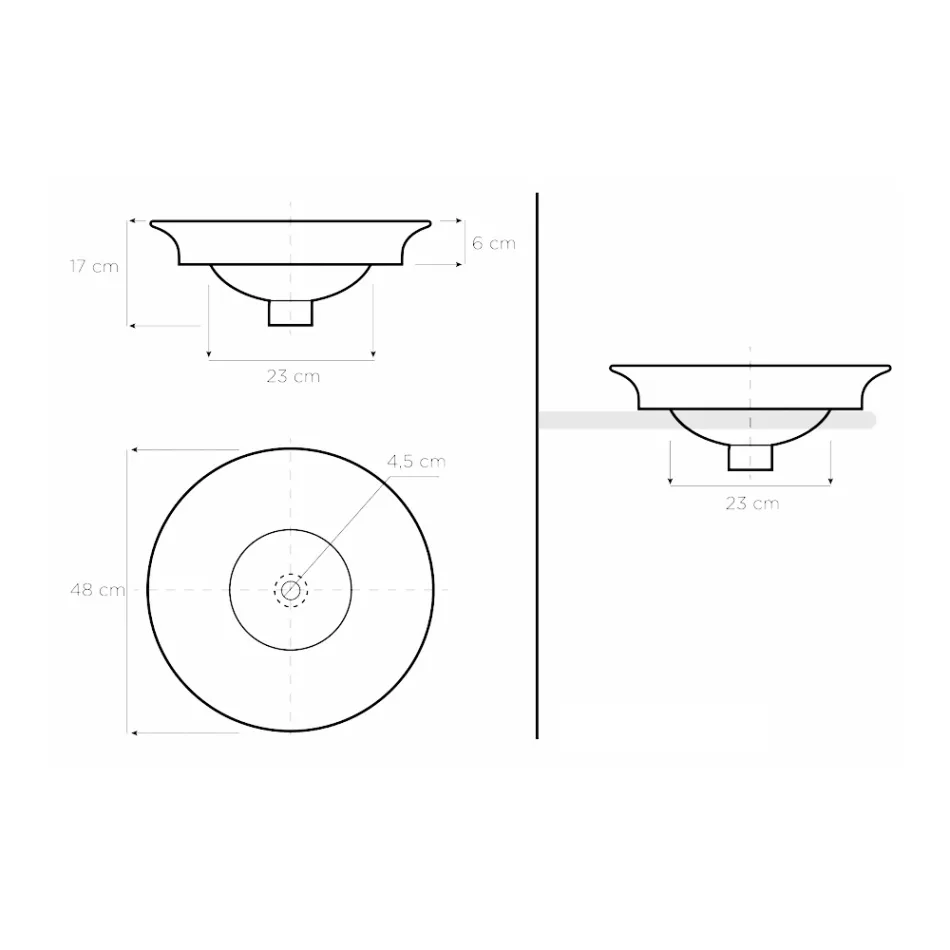 Polozápustné umyvadlo v provedení Fire Clay v různých povrchových úpravách Made in Italy - Capatosta Viadurini