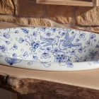 Polozápustné umyvadlo z ručně malované šamotové hlíny Made in Italy - Principe Viadurini